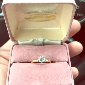 Antique 14K Gold Diamond Engagement Ring 6 Prong